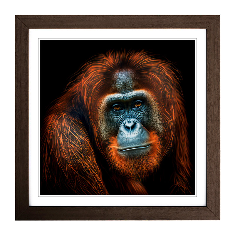 Orangutan Digital Art - Framed Print, Walnut