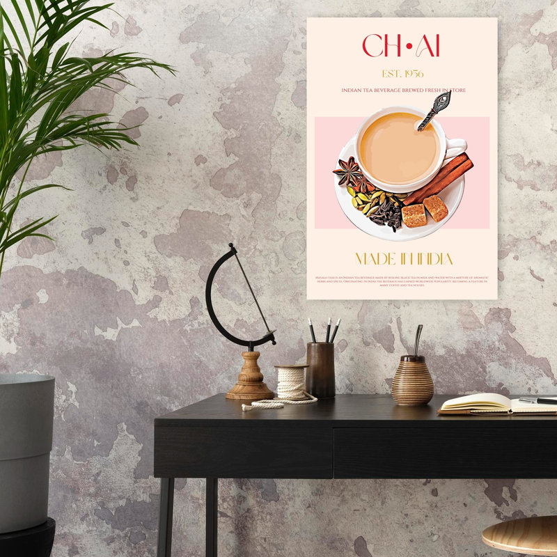 «Warm Masala Chai», art mural traditionnel, H 24 po x l 16 po