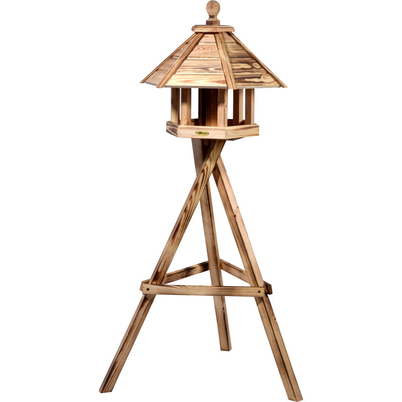 Wood Pole Decorative Bird Feeder