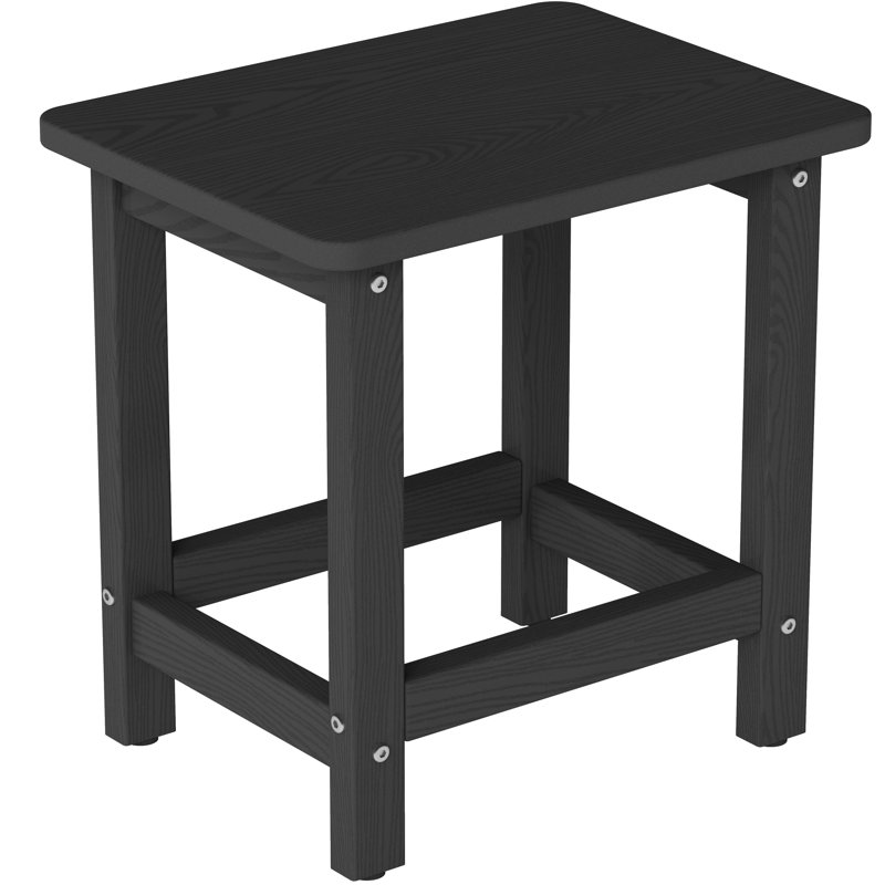 All Weather Poly Adirondack Outdoor Side Table End Table –HDPE Weatherproof & Durable Patio Side Table, Black