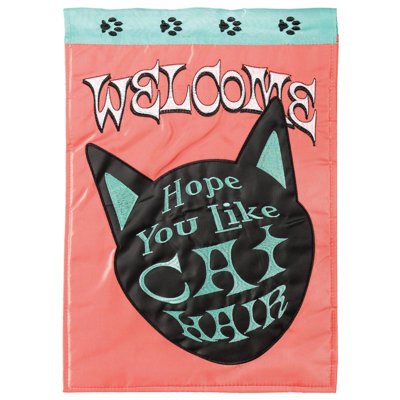 Mélange de polyester à 2 côtés 18 x 13 po chat cheveu drapeau de jardin