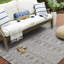 Tapis intérieur / extérieur gris à motif géométrique tissé à plat-43605081
