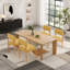 Chaises de salle à manger modernes en bois (ensemble de 2), chaises rembourrées en tissu de lin avec structure en bois massif et assise rembourrée-760085878