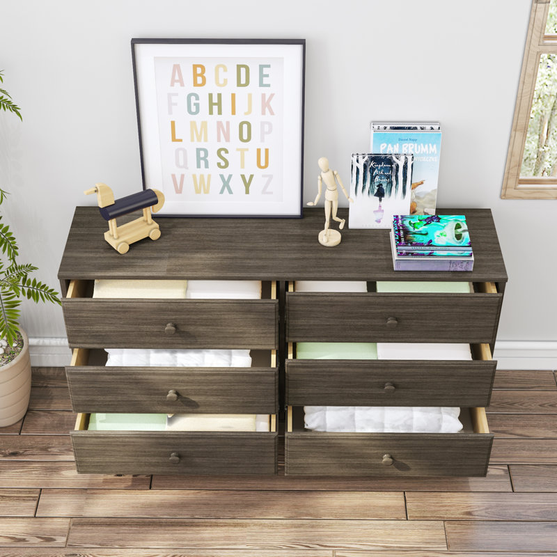 Barton Solid Wood 6 Drawer Dresser, Clay