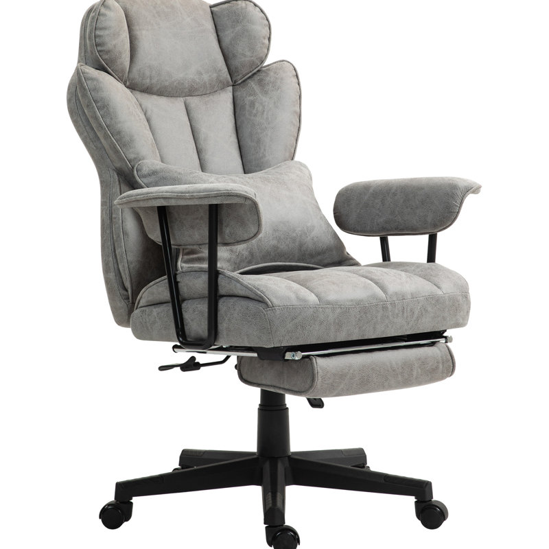 Office Chair, Gray Color. 400Lbs Capacity. Lumbar Support And Foot Rest. Reclining Function 360 Swivel. Ergonomic Adjustable Chair Big Tall By , 400Lbs, Gray, Rest, Microfiber, Support, Reclining,