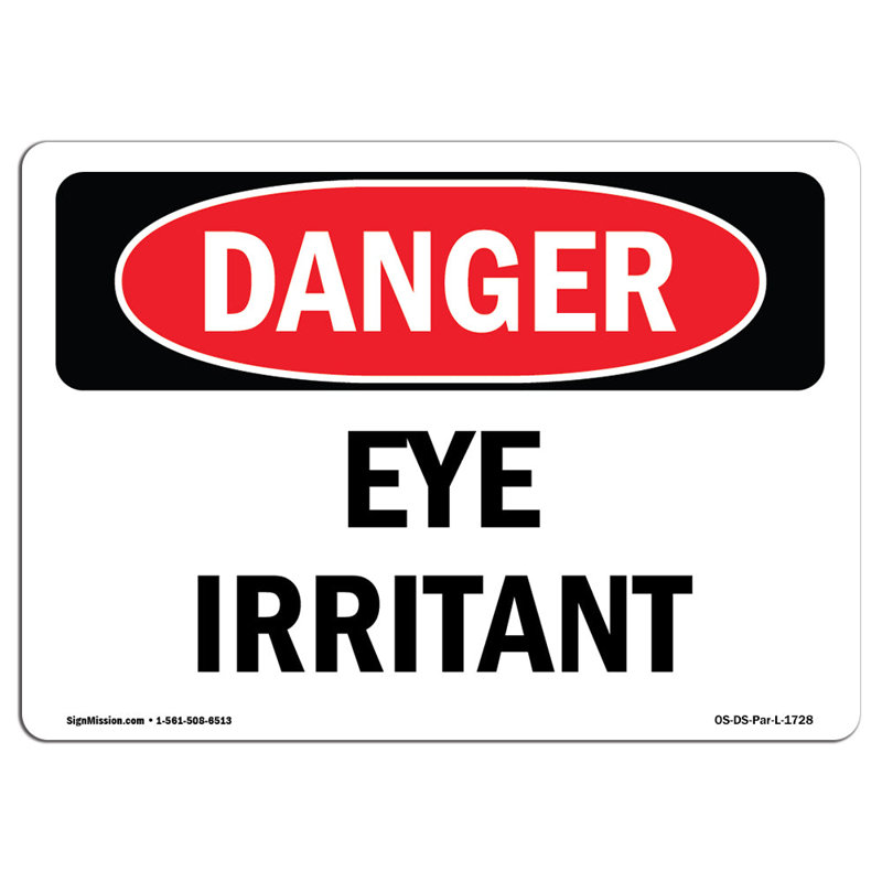 OSHA, danger, signe, yeux, signe d'irritation, 18" H x 24" W x 0.1" D