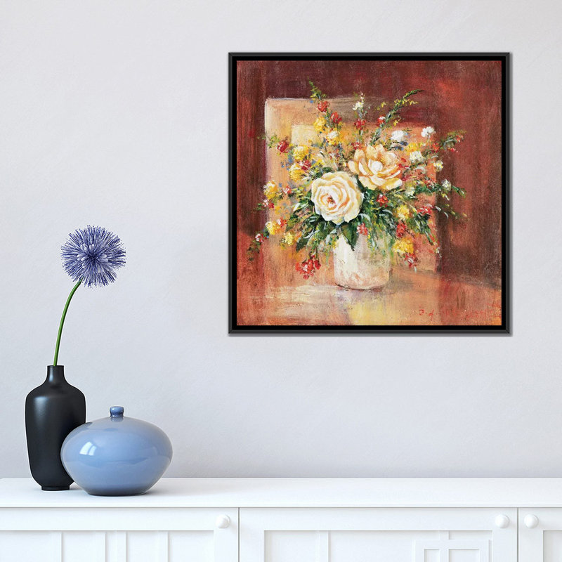 «Flores Espanol Ll», reproduction sur toile, H 18 po x l 18 po x P 1,5 po, Toile encadrée noire, Pas de tapis