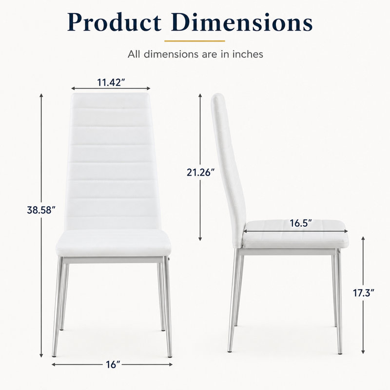 Ensemble de chaises de salle à manger de style moderne pour 4 personnes avec cuir PU confortable et pieds de chaise chromés argentés