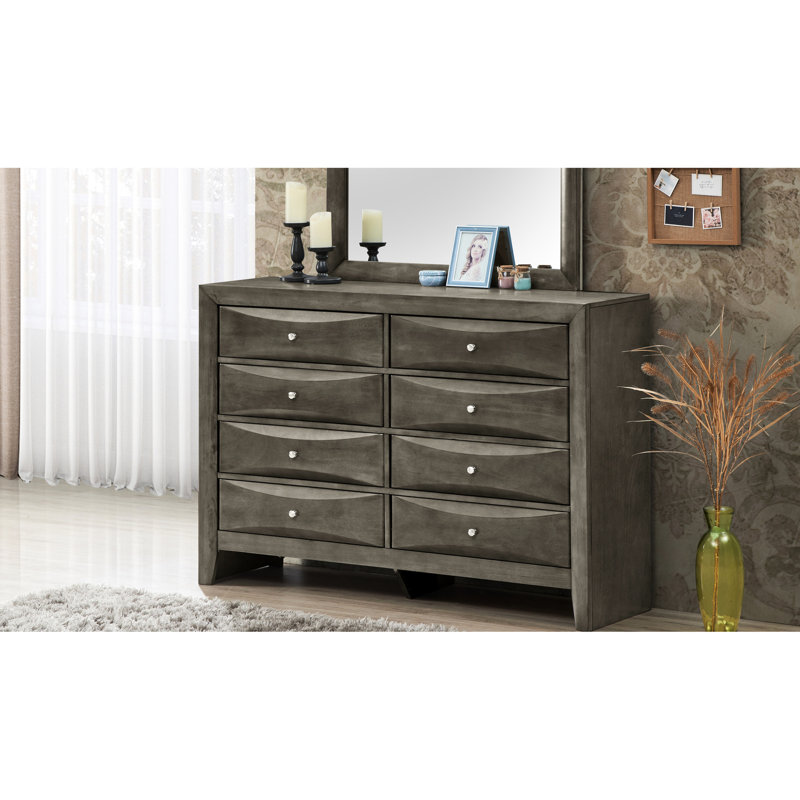 Meuble de chambre gris: Finition en placage de bois véritable pour un meuble élégant: résiste à l'usure quotidienne et aux dommages