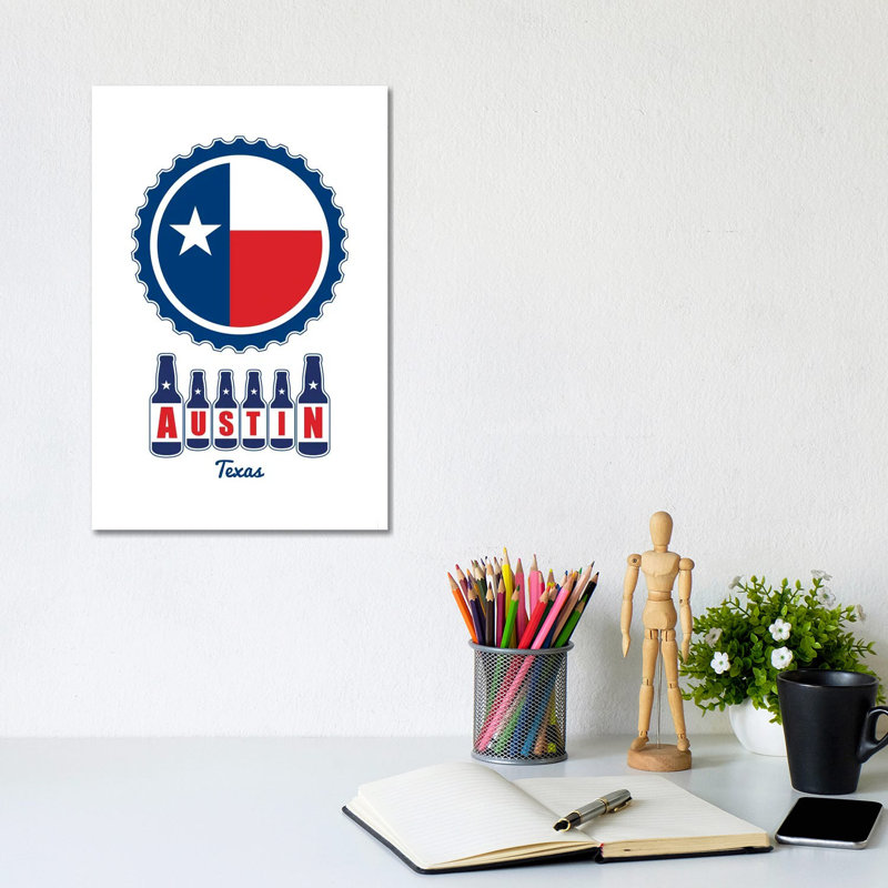 Austin Beer Cap Texas Flag by Benton Park Prints - Wrapped Canvas Gallery-Wrapped Canvas Giclée, 20.32 cm H x 30.48 cm W