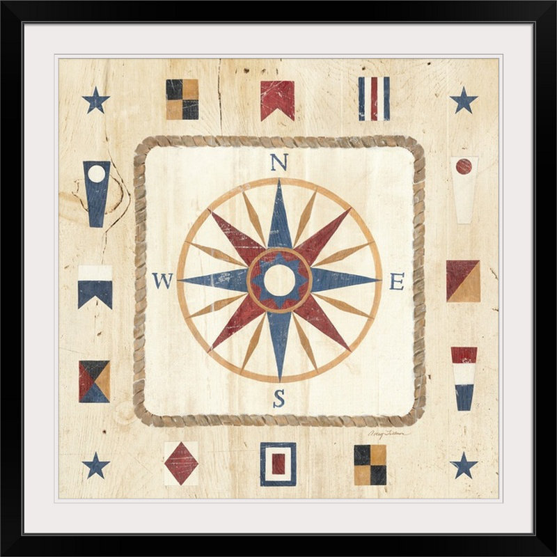 «Compass Rose», impression d'art graphique Sultana, H 32 po x l 32 po x P 1 po, Cadre noir