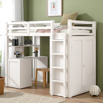 Loft Bed With Built-In Desk And Wardrobe