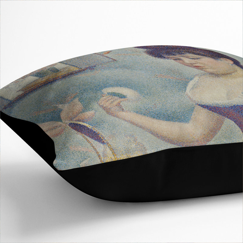 Woman Powdering Herself Square Throw Cushion, Black, 40cm H x 40cm W x 15cm D