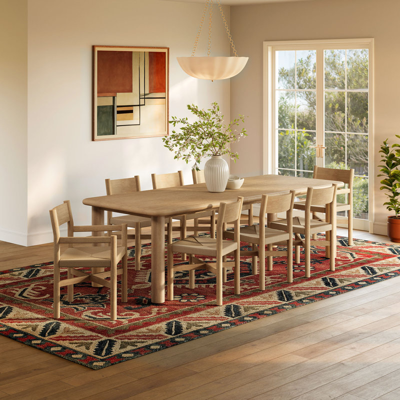 Ensemble de table et chaises de salle à manger extensible en chêne vieilli 9 pièces Stolz