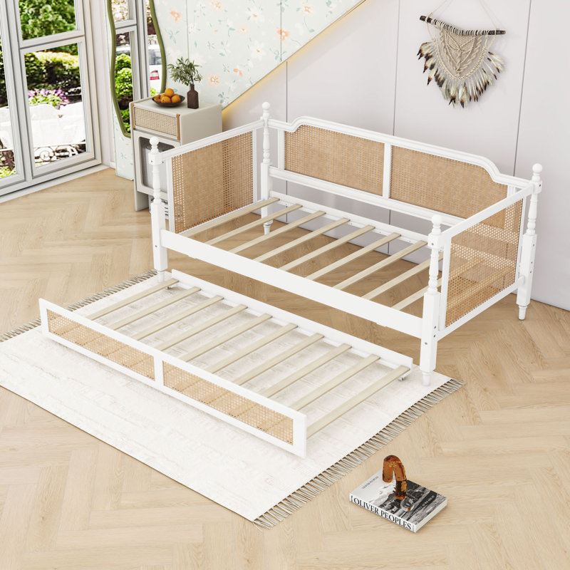 Wood Daybed with Trundle, Twin, Antique White