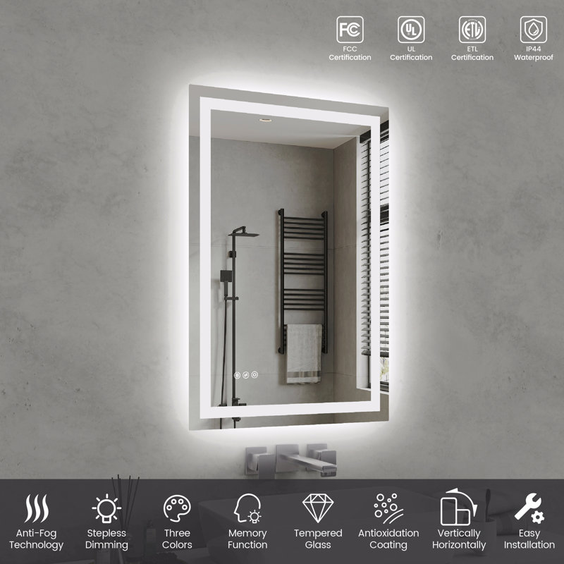 Miroir de salle de bain Led, 24 po x 36 po