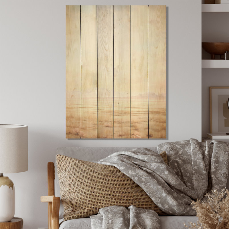 «Pastel Plains Of Tranquility I», art mural en bois minimaliste sur bois de pin naturel, H 20 po x l 10 po