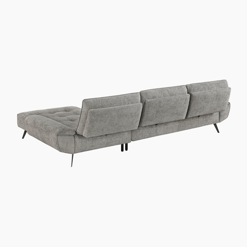 Canapé modulaire en chenille 2 pièces Kenner, Orienté à droite, Chenille gris tourterelle