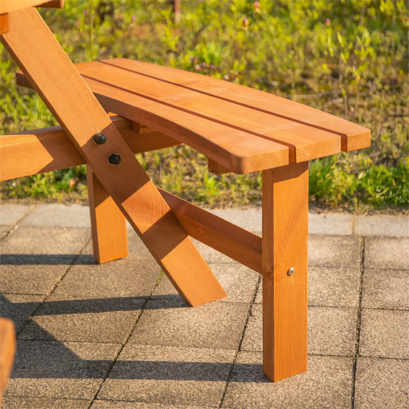 6-Seater Wooden Picnic Table And Bench Set With 3 Benches And Sunshade