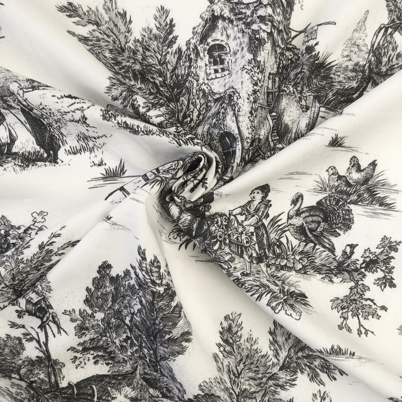 Jardin Du Jouy Toile, 20" W x 108" L, Ebony