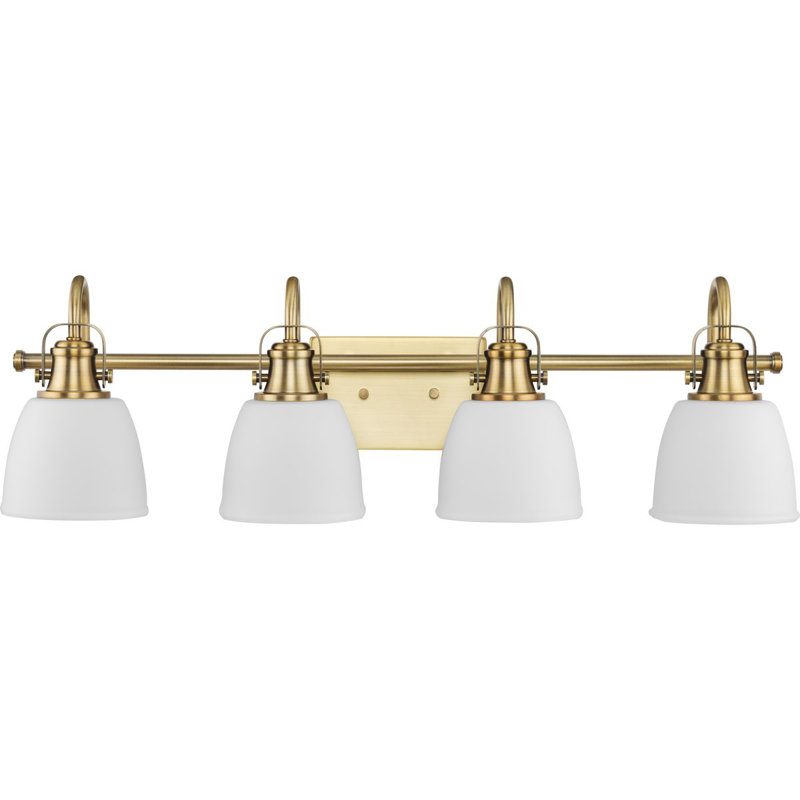 4 - Light Dimmable Vanity Light, Vintage Brass