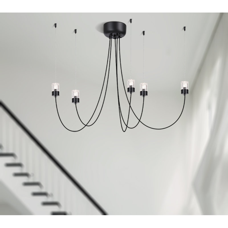 Lustre 5 lumières à bras oscillant noir