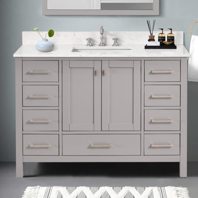 Render 48'' Single Bathroom Vanity With Engineered Stone Top