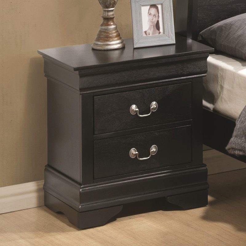 Nanhey Wooden Nightstand, Black 1