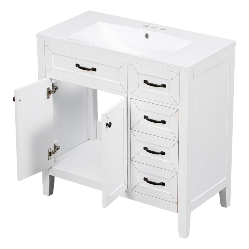 Meuble-lavabo noir 38 po, Blanc