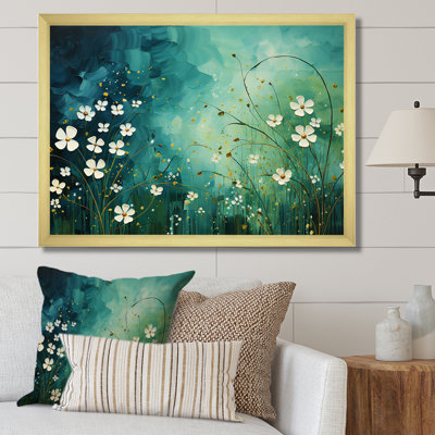 Symphonie d'herbes blanches et vertes sur toile