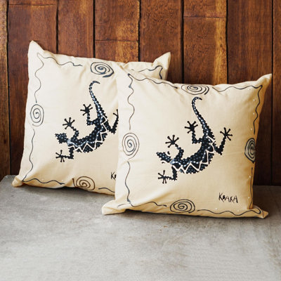 K. Baka Slithering Hand-Painted Cotton Pillow Cover