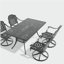 Ensemble de salle à manger 5 pièces en aluminium coulé résistant aux intempéries, comprenant 4 chaises pivotantes et une table rectangulaire avec cadre noir (même SKU: W1710S00452)