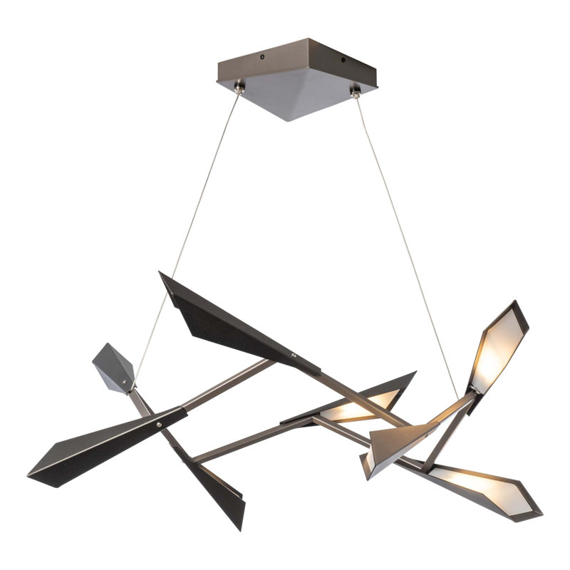 Luminaire suspendu 8 lumières DEL Quill, Bronze frotté à l'huile, Fumée foncée