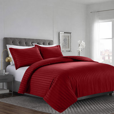 Imperial Homeware London Microfiber Striped Duvet Cover Set with Pillowcases