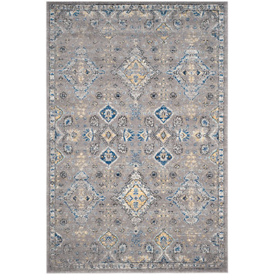 Tapis oriental gris / jaune en coton / jute Minonk