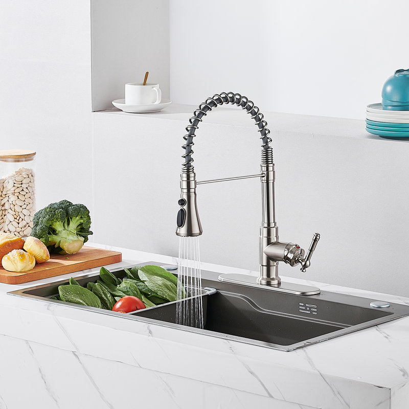 FURUISI Pull Down Kitchen Faucet, Brushed Nickel