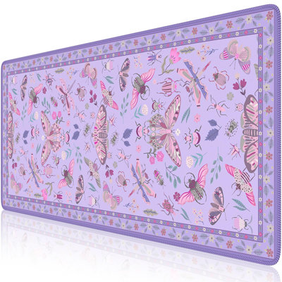 Purple Large Mouse Pad, Desk Matt for Desktop XXL Desk Mat for Keyboard and Mouse, Anti-Slip Big Mousepad Computer Mat with Stitched Edges, 15.7 x 35.4 inComes with a pure white mug as a gift