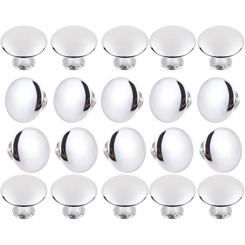Paquet de 20 boutons d'armoire - Poignées de tiroir rondes en alliage d'aluminium creux avec vis pour quincaillerie de porte de salle de bain