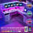 Wade Logan 59'' L-Shaped Adjustable Lift Top Desk with LED Lights & Power Outlets-843217587