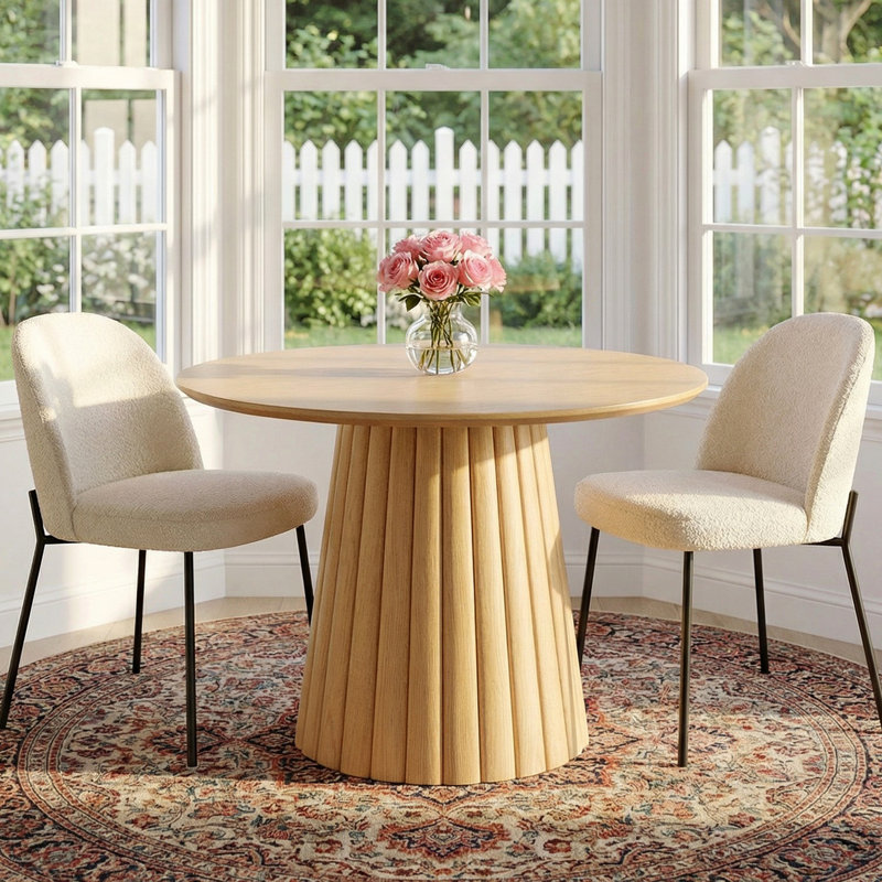 Table de salle à manger moderne moderne 46 "en bois avec piédestal en bois massif