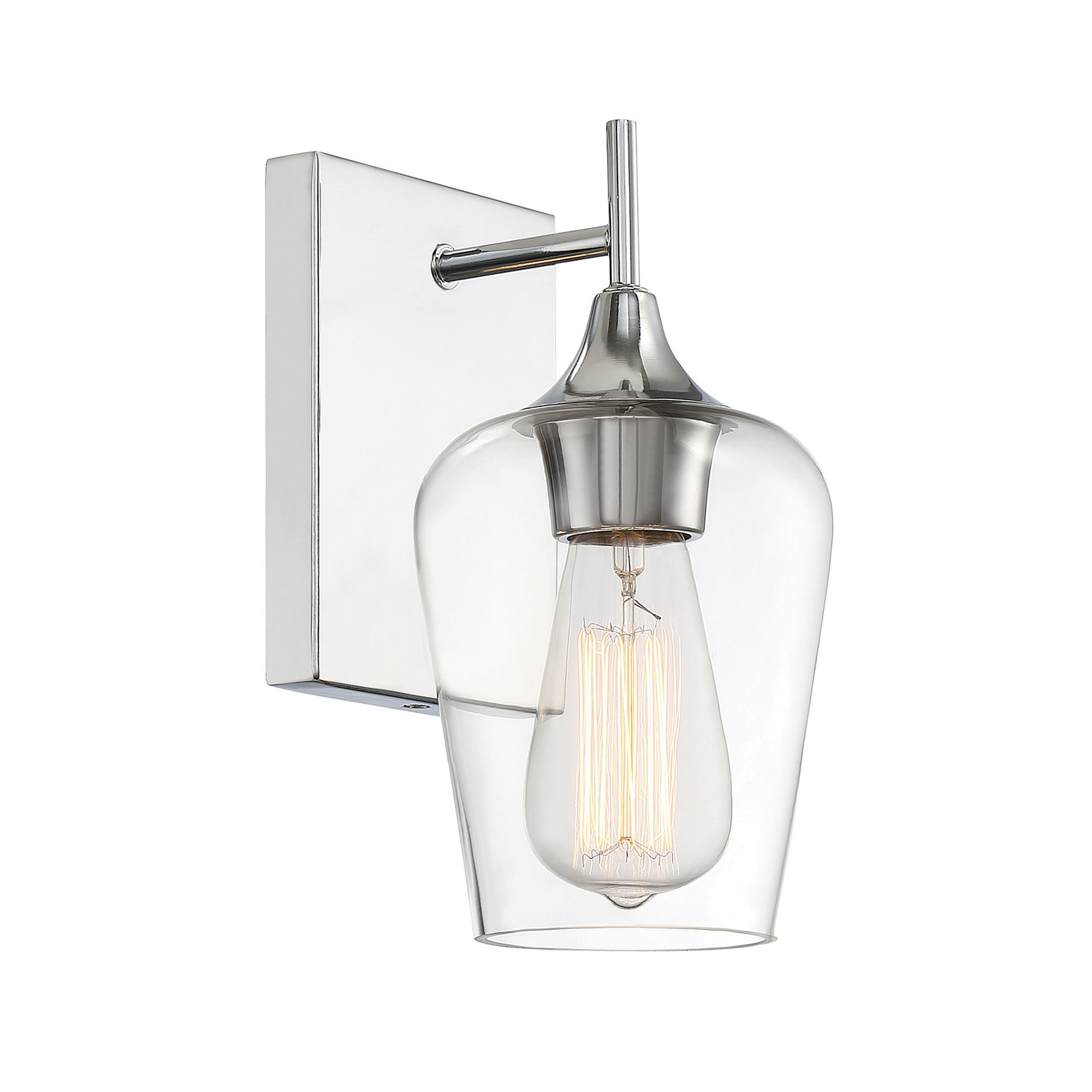 Breena Single Light Dimmable Armed Sconce, Polished Chrome