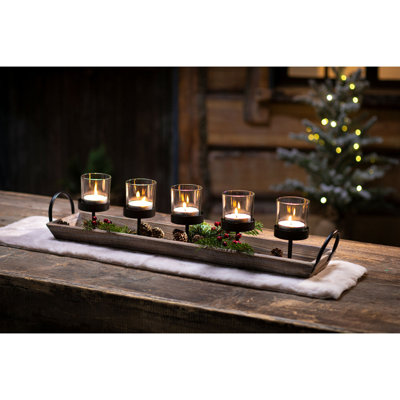 Wood and Glass Candelabra