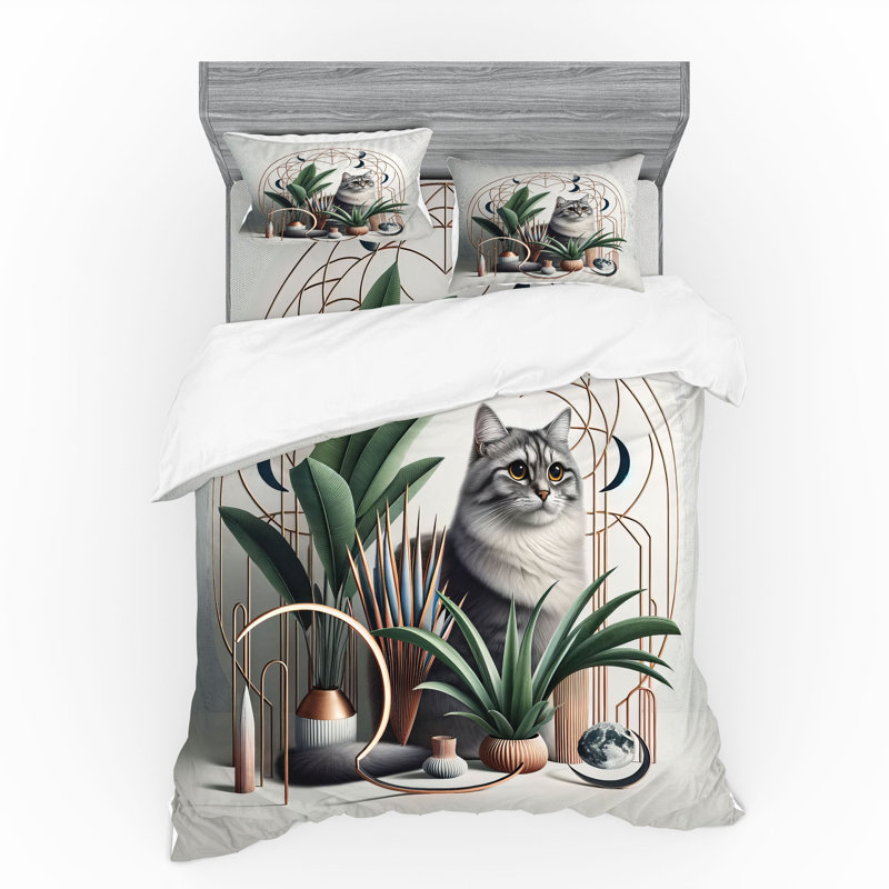Ensemble de literie pour chat Ambesonne et rouille vert gris pâle, King Duvet Cover + 3 Additional Pieces