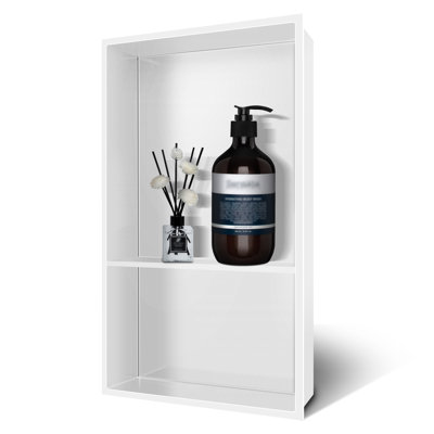 13 po X P 19 po H x 4 po D Niche de douche de salle de bain standard Installation au-dessus d'une niche en nickel brossé