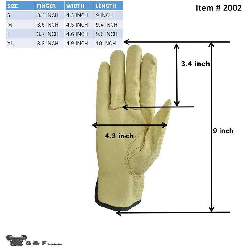 G & F Products Leather Oven Glove Set, Medium (3.6" H x 4.5" W x 9" L)