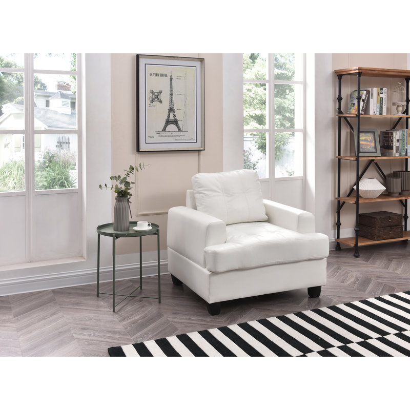 Penta Upholstered Accent Chair, White Faux Leather