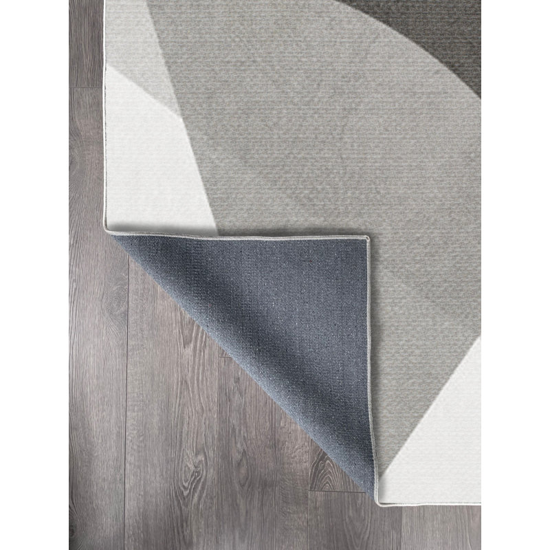 Tapis intérieur / extérieur en coton / chenille tissé à la machine bleu / gris Myra, Rectangle 3 pi 3 po x 6 pi 7 po