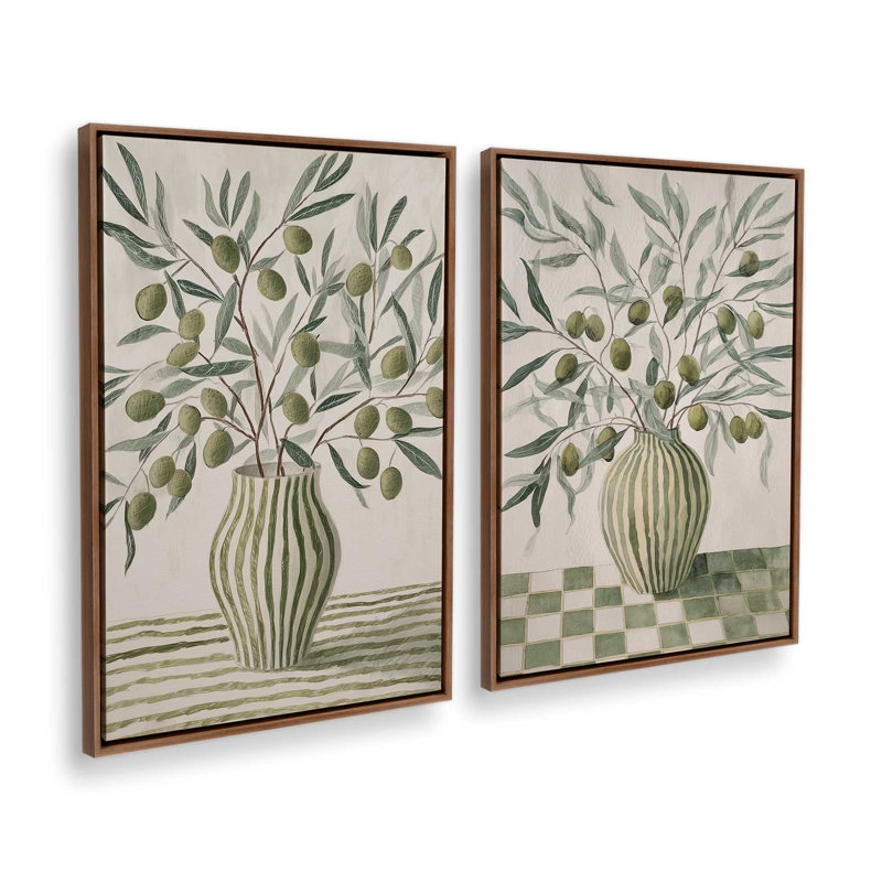 Ensemble méditerranéen de 2 impressions, Cadre flottant en noyer, 36 po x 24 po