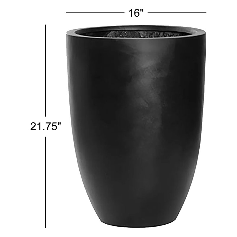 Pot à fleurs Elbe Fiberstone, H 21,75 po x l 16 po x P 16 po, Noir