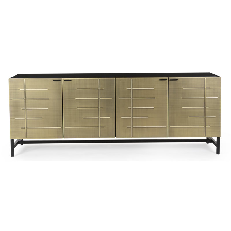 Buffet 4 portes Balthazar au fini or clair moderne sur fer